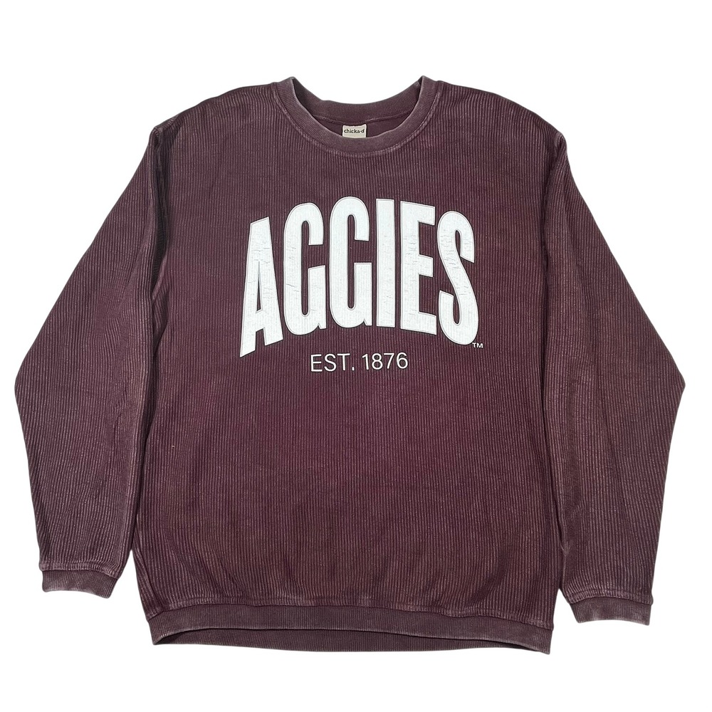 Texas A&M Aggies Chicka-d Corded Sweatshirt Women Small Maroon Ribbed Pullover